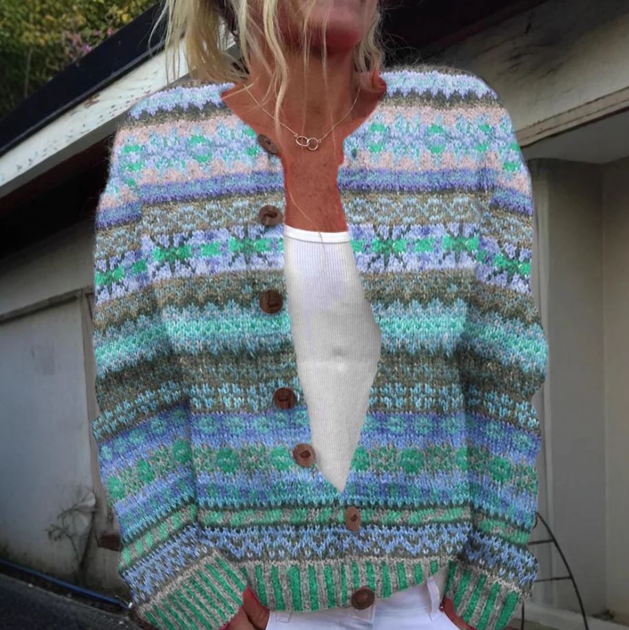Nina™|Blauw vest met print