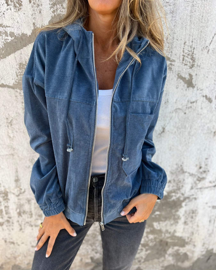 Hannah™|Corduroy capuchonjack met rits