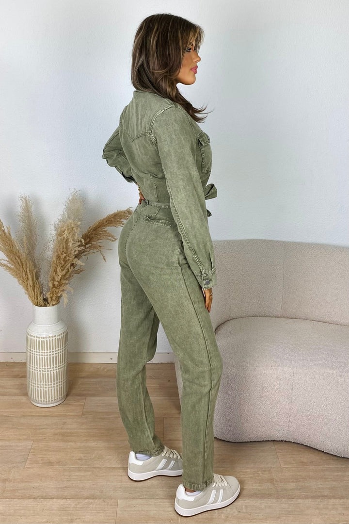 Olivia™|Jumpsuit buttons - Kaki