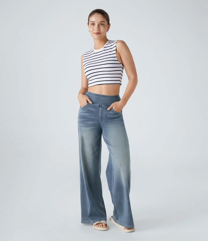 Lisa™|Elastische broek met hoge taille