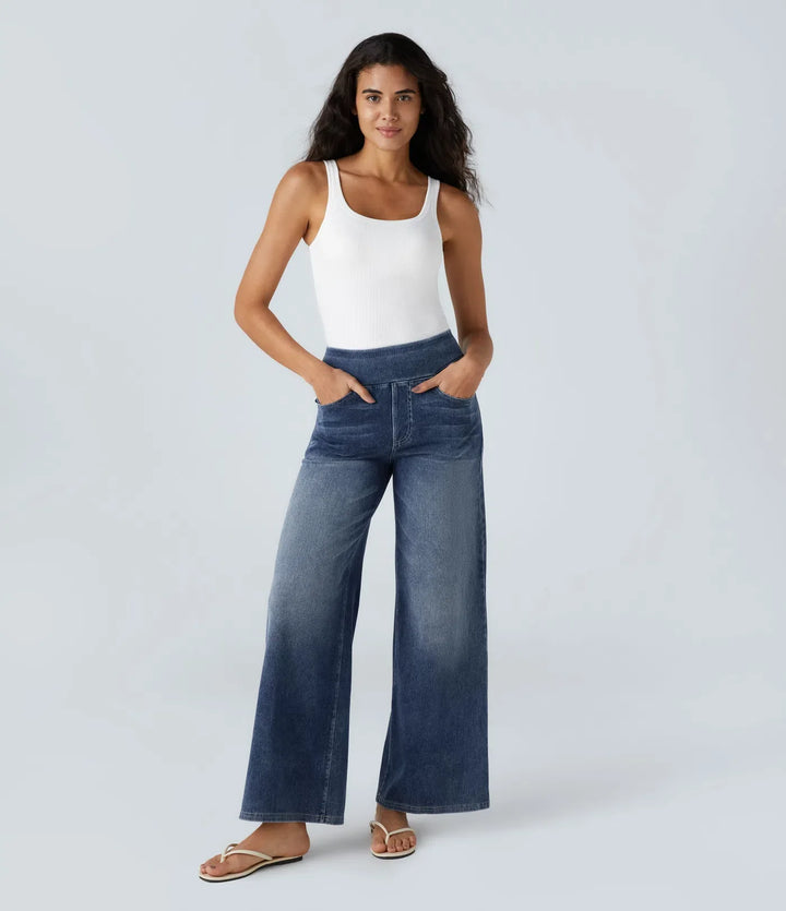 Lisa™|Elastische broek met hoge taille