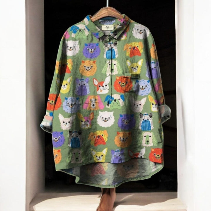 Eva™| Exclusieve Damesblouse met Hondenprint